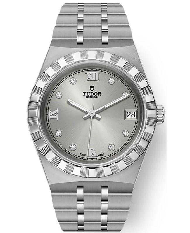 Tudor Royal Silver Diamond Dial Stainless Steel Unisex Watch M28400-0002商品第1张图片规格展示