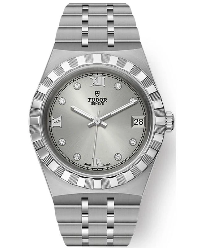 商品Tudor|Tudor Royal Silver Diamond Dial Stainless Steel Unisex Watch M28400-0002,价格¥24093,第1张图片