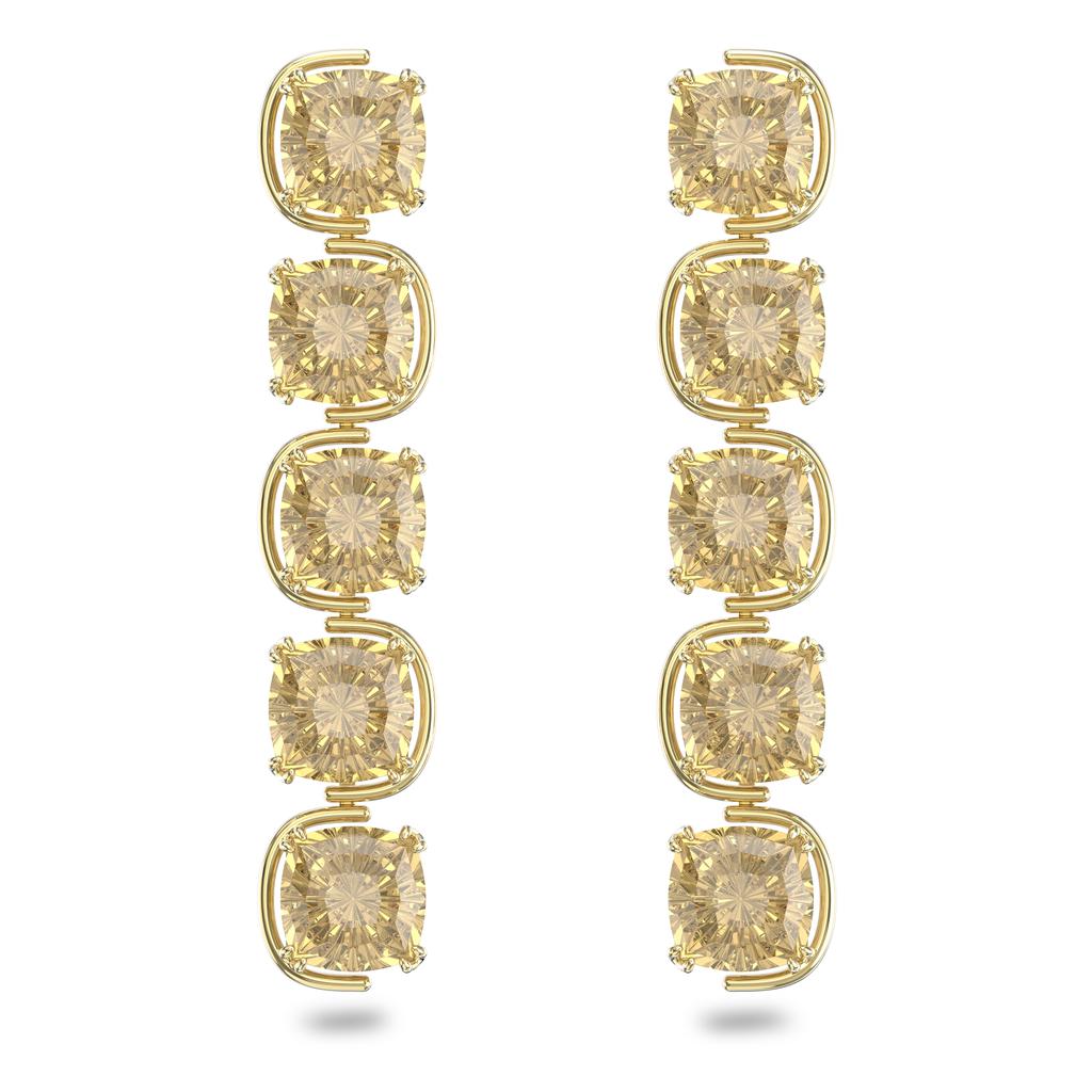 Harmonia drop earrings cushion cut floating crystals gold-tone plated商品第1张图片规格展示