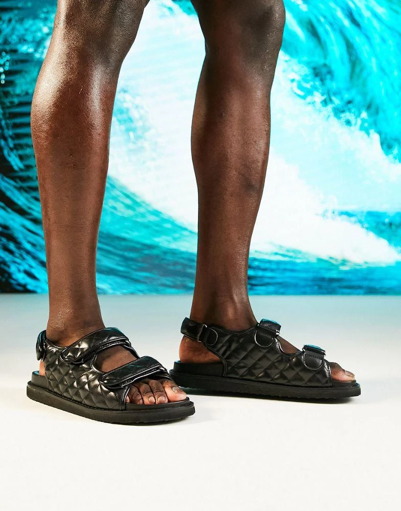 商品ASOS|ASOS DESIGN quilted sandal with back strap in black,价格¥97,第4张图片详细描述