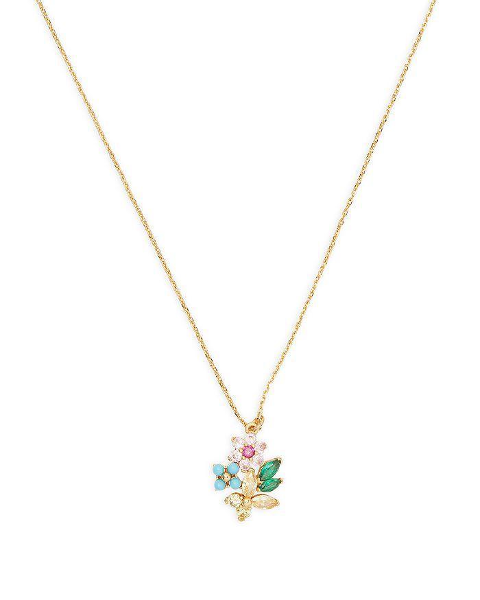 商品Kate Spade|New Bloom Cubic Zirconia & Imitation Pearl Flower Cluster Mini Pendant Necklace, 17"-20",价格¥392,第3张图片详细描述