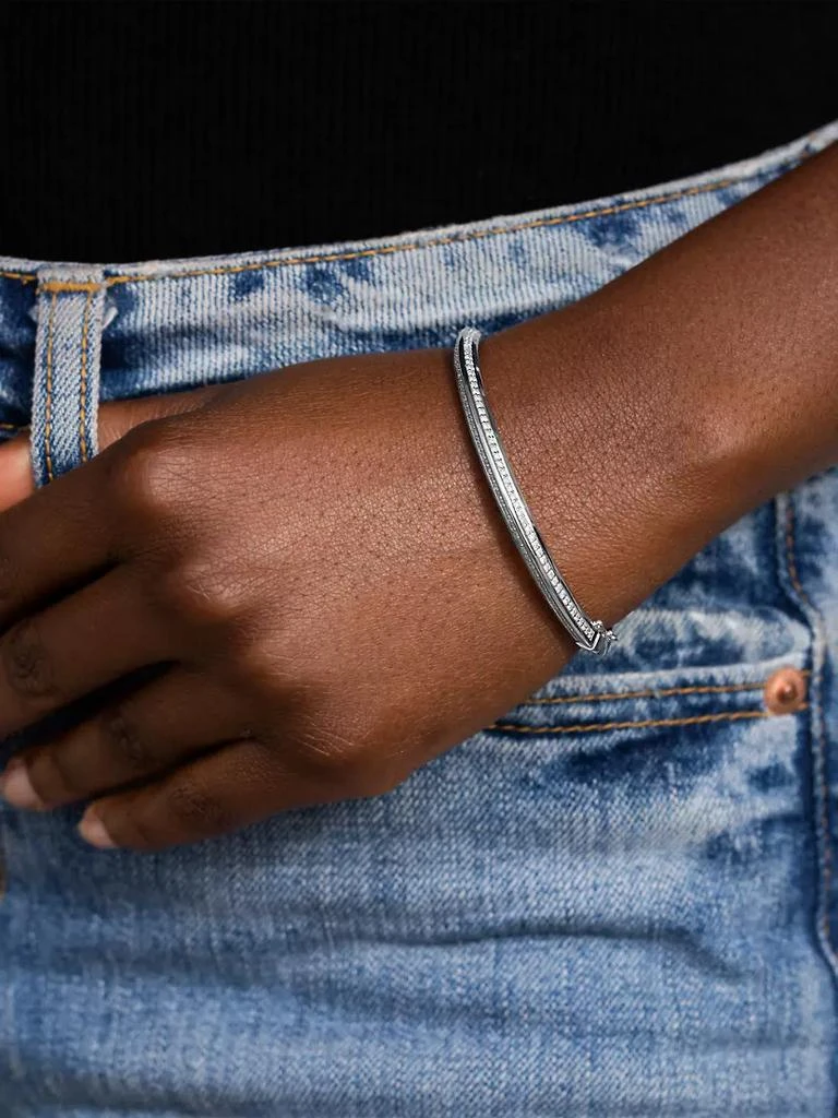 商品Sheryl Lowe|Sterling Silver &amp; 1 TCW Diamond Hinged Bangle,价格¥14589,第2张图片详细描述