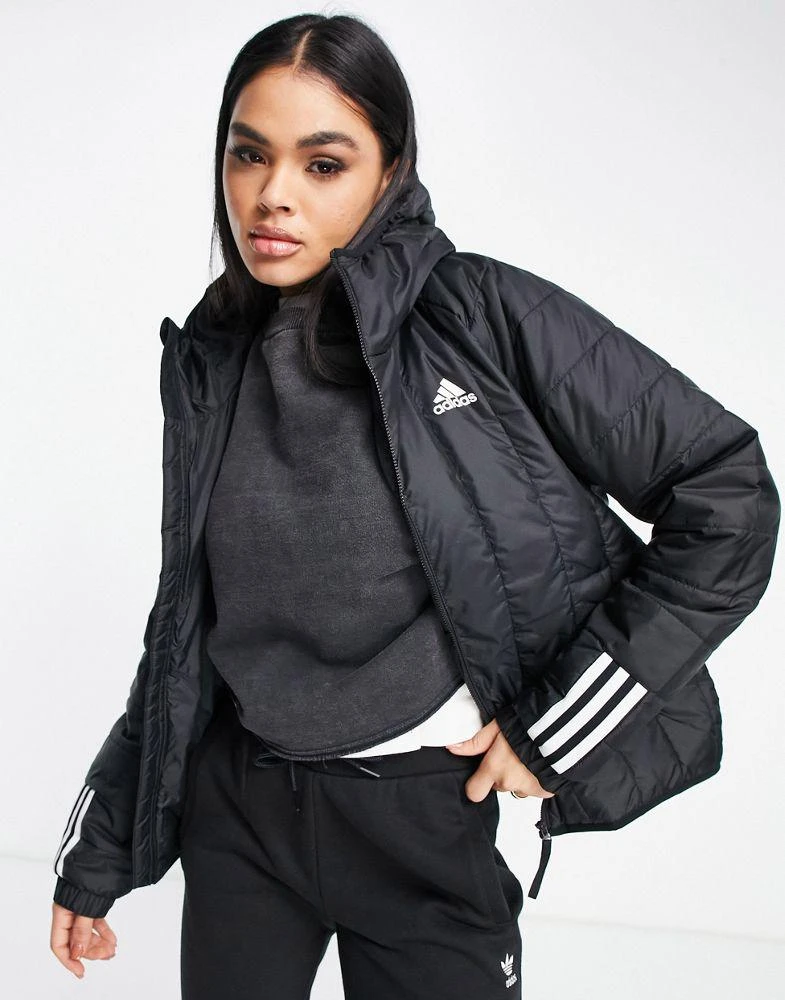商品Adidas|adidas Outdoor Itavic hooded light puffer jacket in black,价格¥824,第1张图片