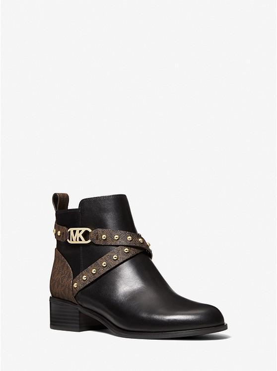 商品Michael Kors|Kincaid Leather and Studded Logo Ankle Boot,价格¥1644,第1张图片