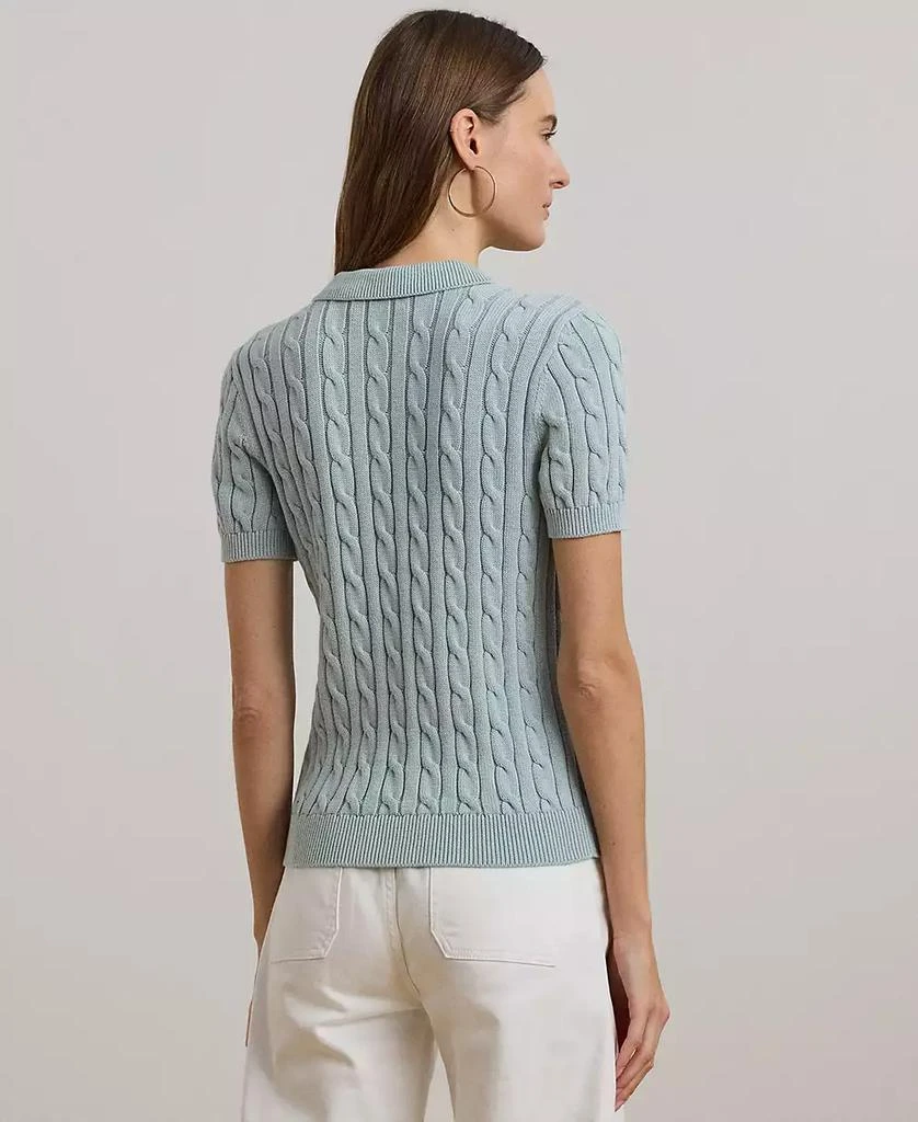 商品Ralph Lauren|Petite Cable-Knit Cotton Polo Sweater,价格¥934,第4张图片详细描述