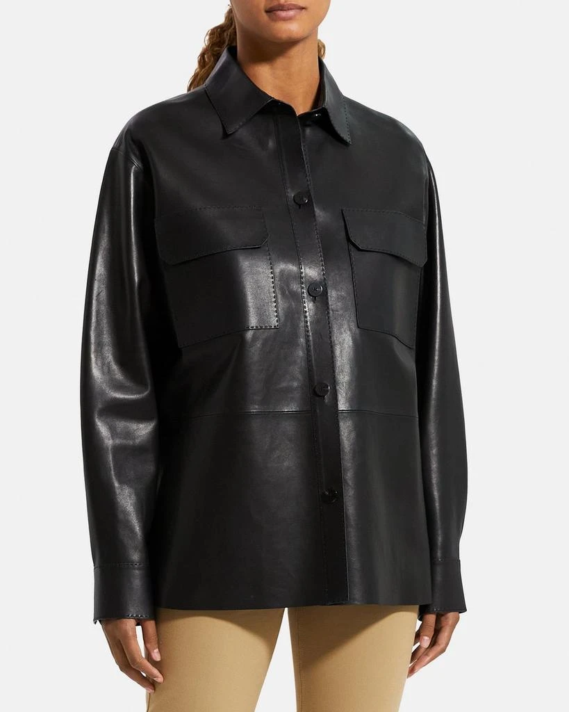 商品Theory|Patch Pocket Shirt Jacket in Smooth Leather,价格¥3291,第1张图片
