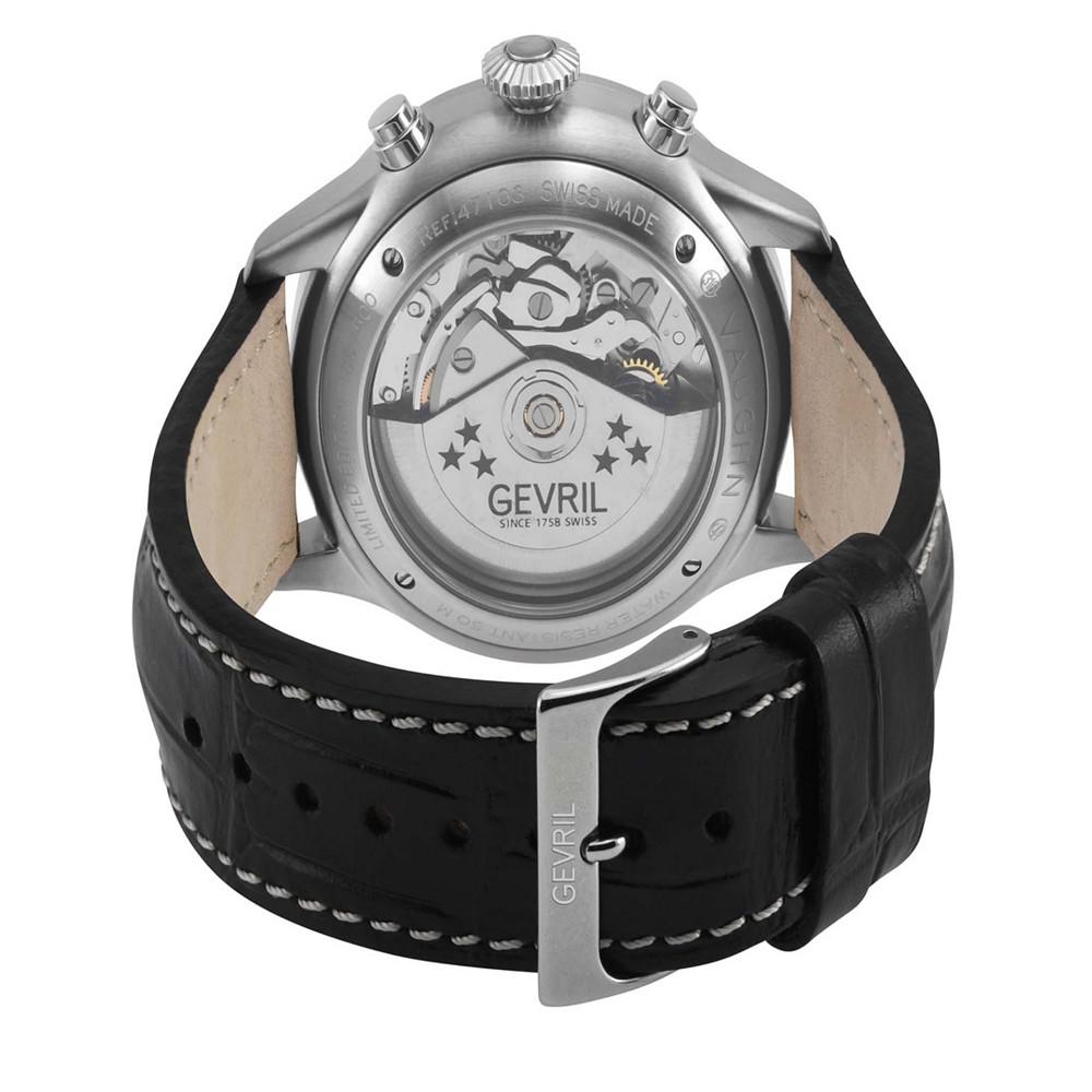 Men's Vaughn Swiss Automatic Black Italian Leather Strap Watch商品第2张图片规格展示