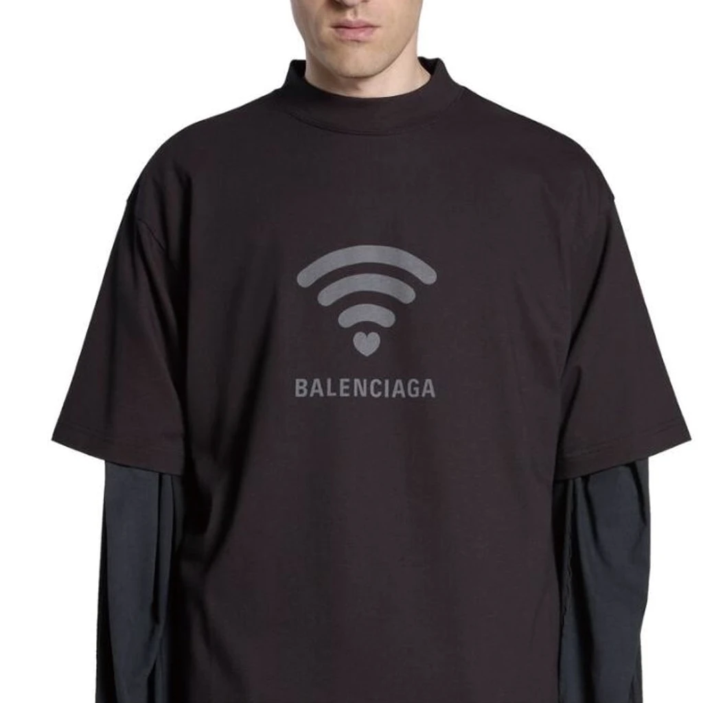 商品[国内直发] Balenciaga|巴黎世家 字母Logo印花圆领短袖T恤 男款 黑色,价格¥3481,第7张图片详细描述