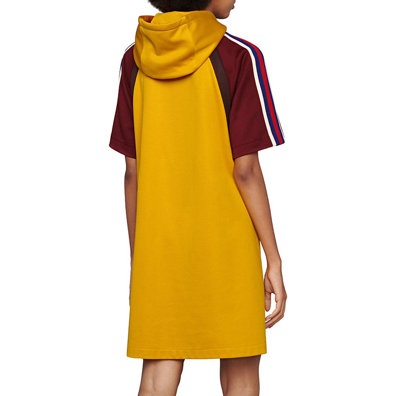 【预售3-7天】GUCCI/古驰 21年秋冬 女士黄色和酒红色平纹针织面料连衣裙666977XJDQN7268商品第3张图片规格展示