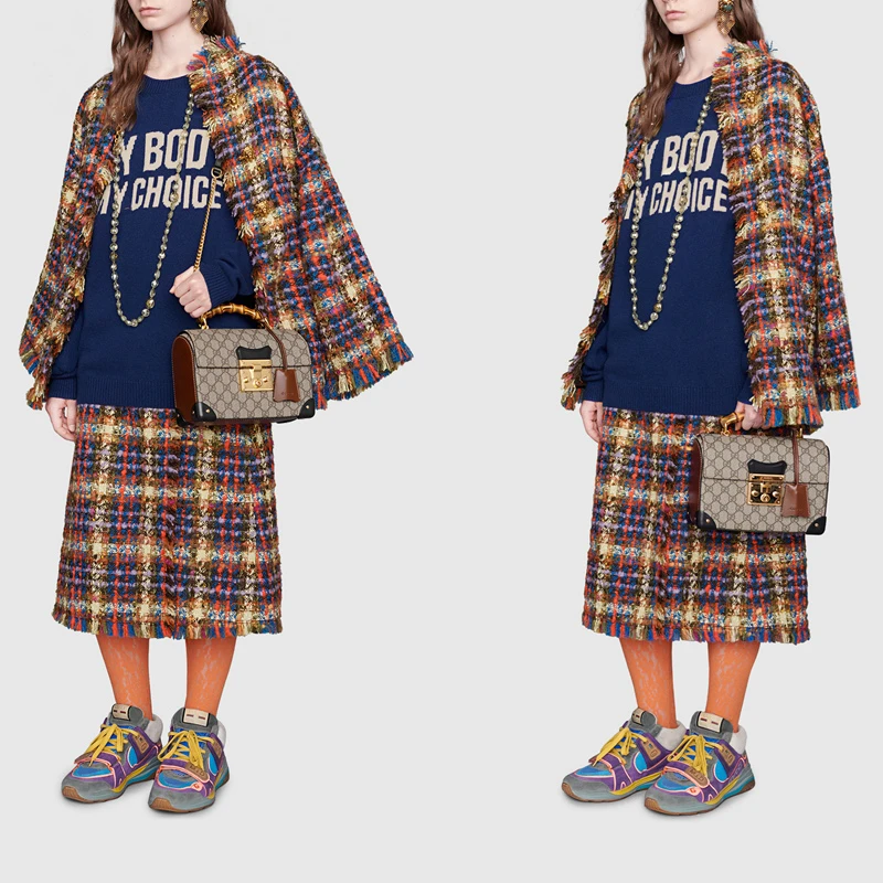 GUCCI/古驰 20 Padlock系列GG帆布小号竹节手提单肩包 6032219U8YG9861 商品