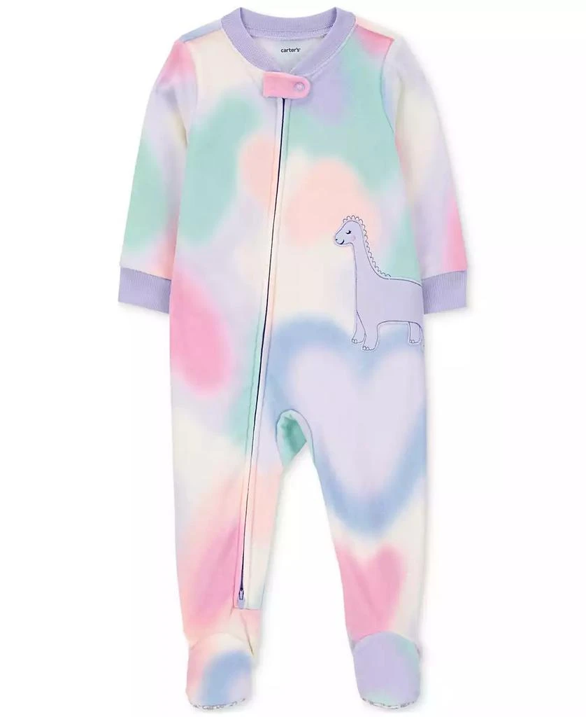 商品Carter's|Baby Girls 1-Piece Dinosaur Costume Fleece Footed Pajamas,价格¥117,第1张图片