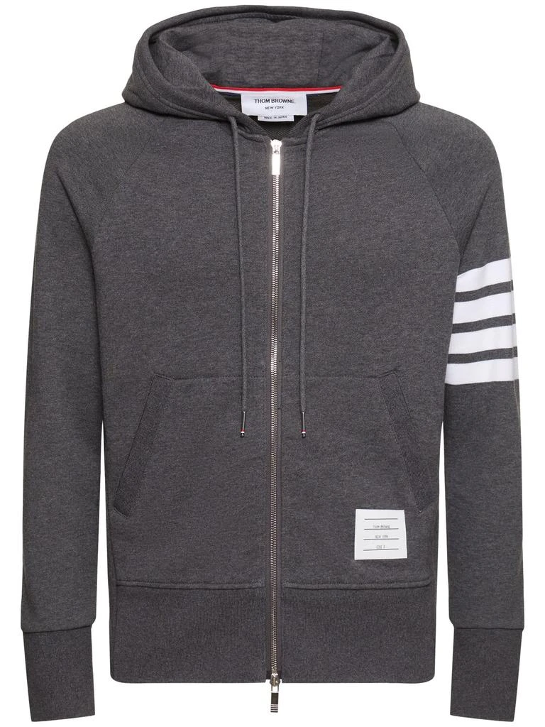 商品Thom Browne|Zip-up Stripes Cotton Sweatshirt Hoodie,价格¥6800,第1张图片