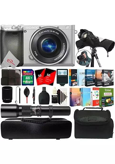 商品SONY|Alpha A6400 Mirrorless Digital Camera With 16 50Mm Lens Silver 500Mm Lens 2X Converter T Mount 8Gb Memory Card Card Holder Reader Lens Pen Dust Blower Editing Software Bundle Camera Lens Case 100 Lens Tissue Raincover 3P,价格¥10167,第1张图片