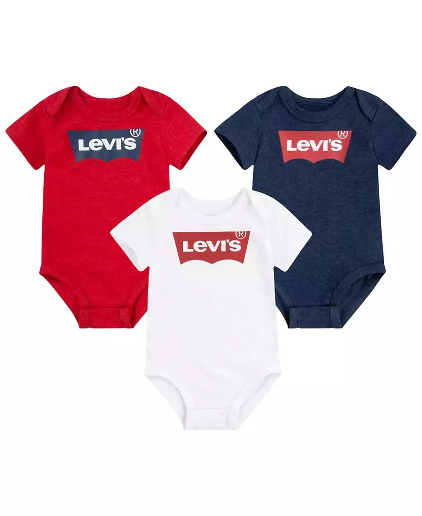 商品Levi's|Baby Boys & Girls Short Sleeves Batwing Bodysuit, Pack of 3,价格¥99,第1张图片