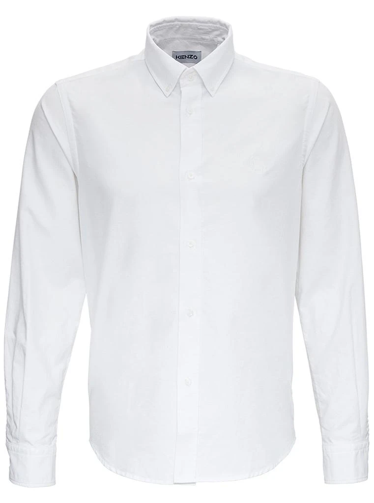 商品Kenzo|White Cotton Piquet Shirt with Button Down Collar and Tiger Embroidery,价格¥856,第1张图片