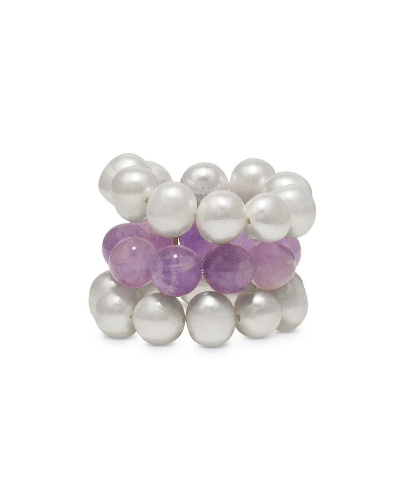 商品Completedworks|Cultured Freshwater Pearl & Jade Bead Triple Row Ring in Sterling Silver,价格¥1806,第1张图片详细描述