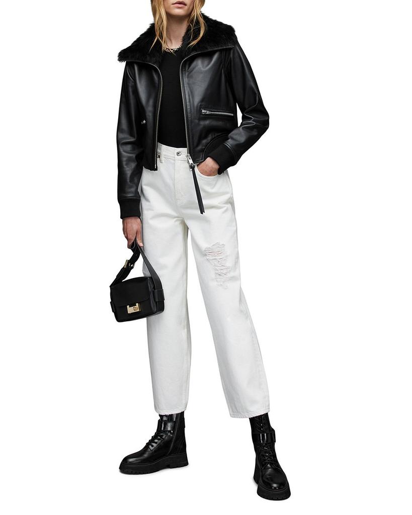 Wisley Shearling Trim Leather Jacket商品第10张图片规格展示