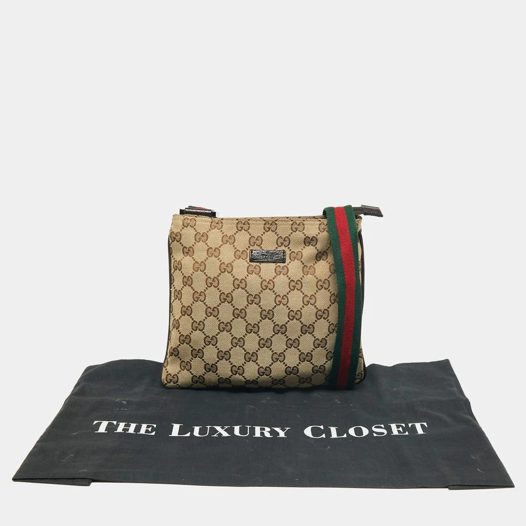 Gucci Beige GG Canvas And Leather Web Messenger Bag 商品