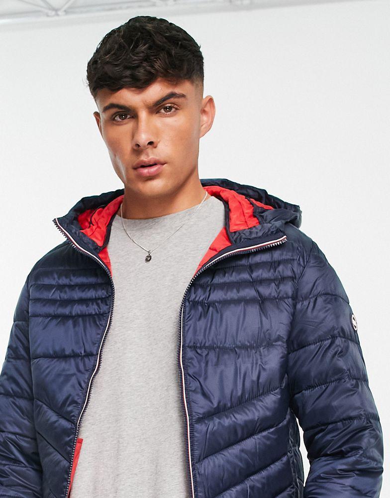 商品Jack & Jones|Jack & Jones Essentials padded jacket with hood in navy,价格¥324,第5张图片详细描述