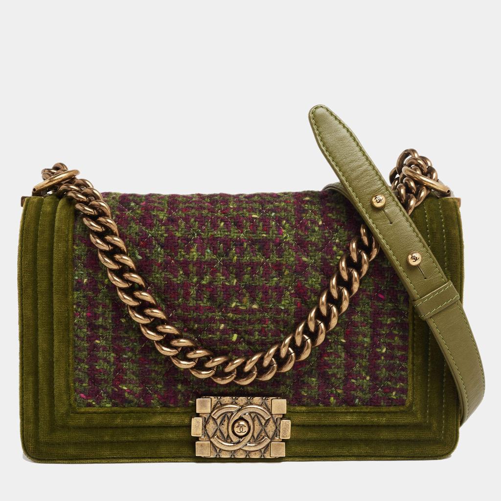 商品[二手商品] Chanel|Chanel Multicolour Tweed and Velvet Medium Boy Flap Bag,价格¥21504,第1张图片