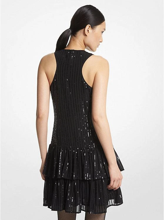 商品Michael Kors|Pinstripe Sequined Georgette Halter Dress,价格¥391,第2张图片详细描述