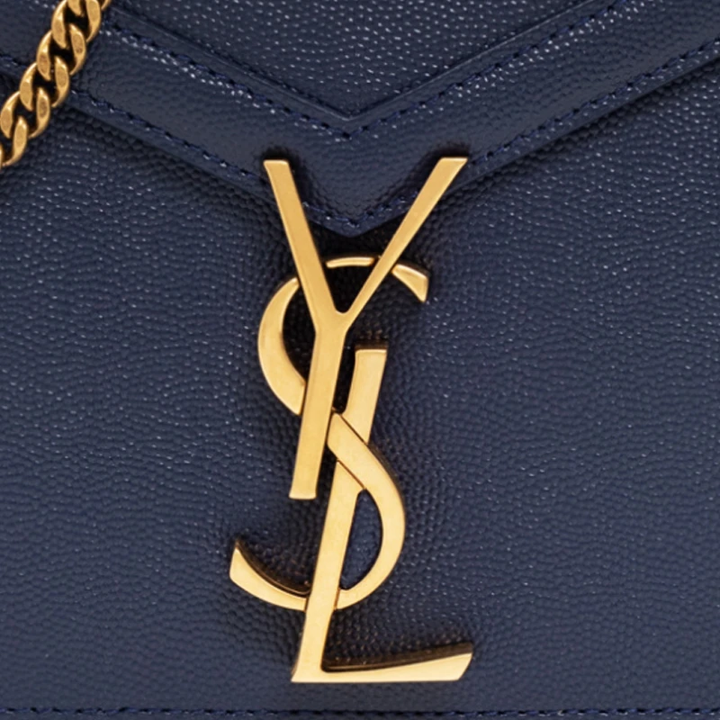 商品[国内直发] Yves Saint Laurent|圣罗兰 YSL CASSANDRA 金标Logo粒面压花链条 小牛皮 斜挎单肩包 中号 女款 海军蓝,价格¥10612,第6张图片详细描述