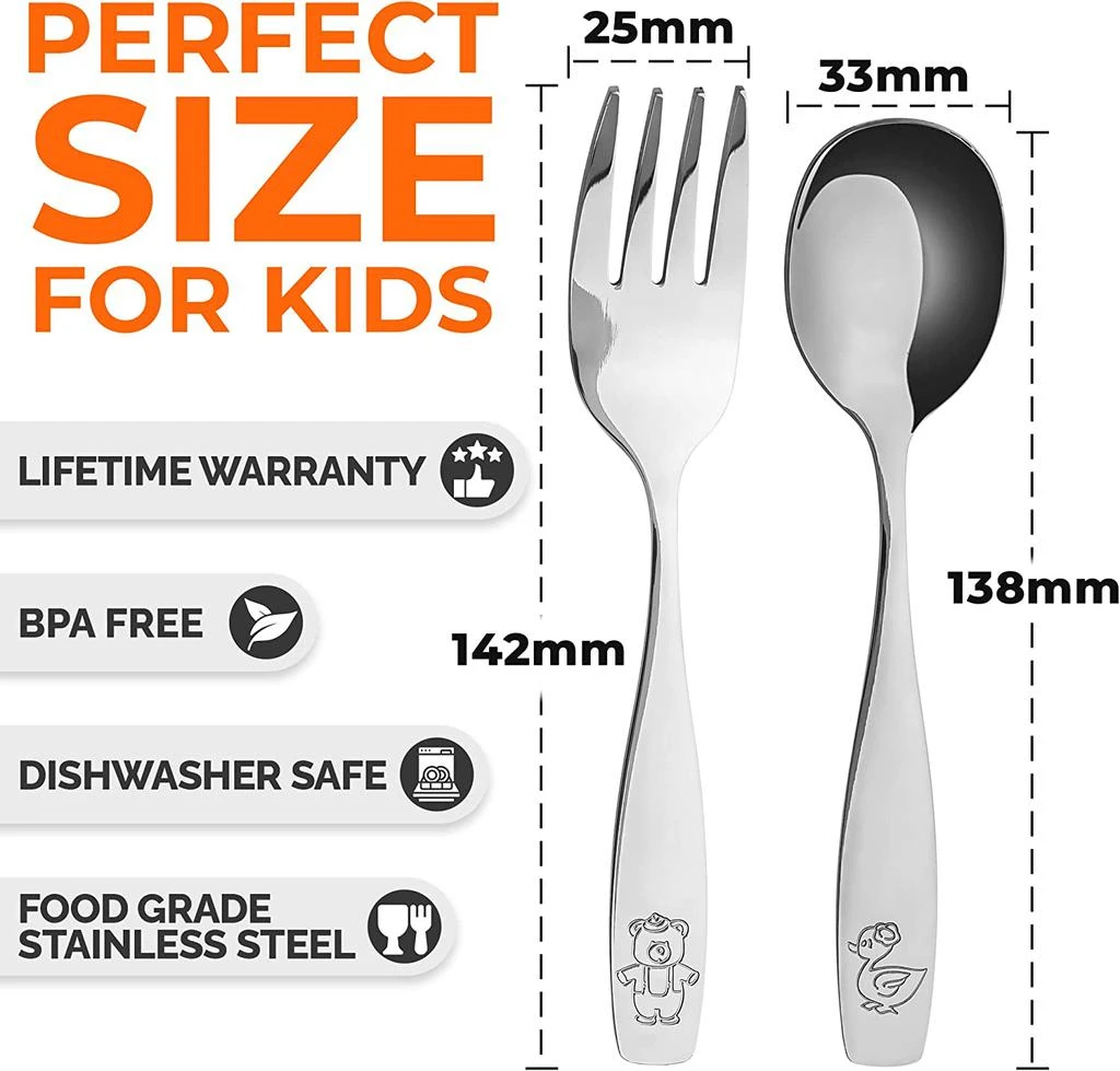 Zulay Kitchen Child and Toddler Silverware Set for Self Feeding (3 Spoons & 3 Forks) 3