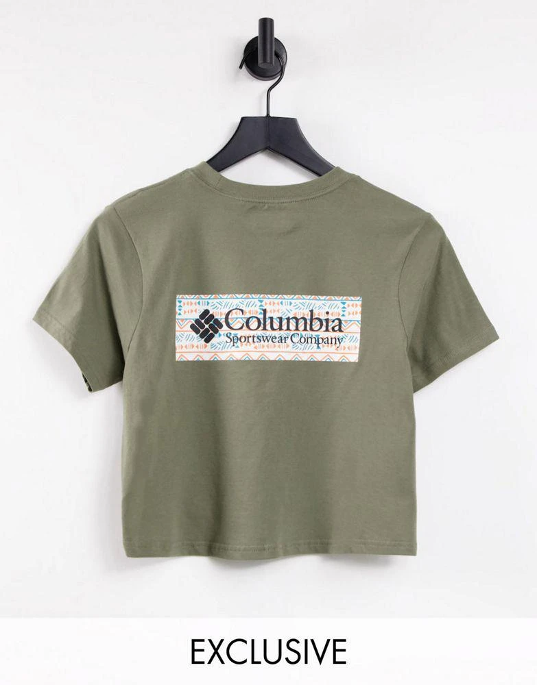 商品Columbia|Columbia CSC River 1/2 crop t-shirt in green Exclusive at ASOS,价格¥118,第1张图片
