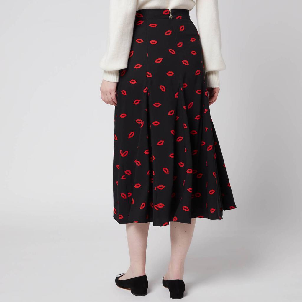 商品Kate Spade|Kate Spade New York Women's Lips Fluid Skirt - Black,价格¥366,第4张图片详细描述