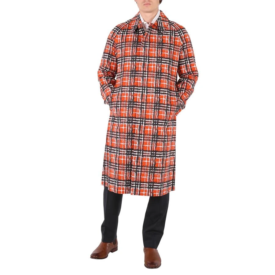 商品Burberry|Scribble Check Cotton Car Coat In Bright Military Red,价格¥3696,第1张图片