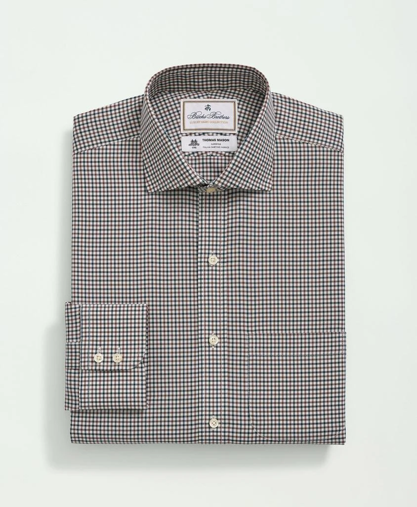 商品Brooks Brothers|Brooks Brothers X Thomas Mason® Cotton Twill Londoner Collar, Checked Dress Shirt,价格¥828,第3张图片详细描述