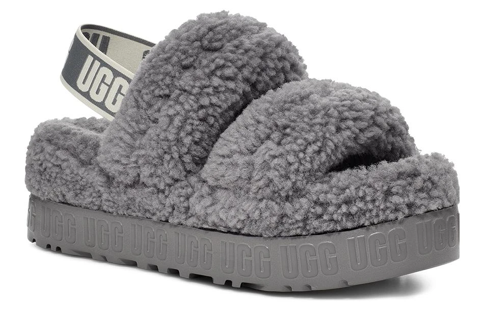 商品[国内直发] UGG|[预售3天]Fluff 羊皮毛一体 简洁时尚 毛茸凉拖 女款 灯塔灰色,价格¥836,第3张图片详细描述