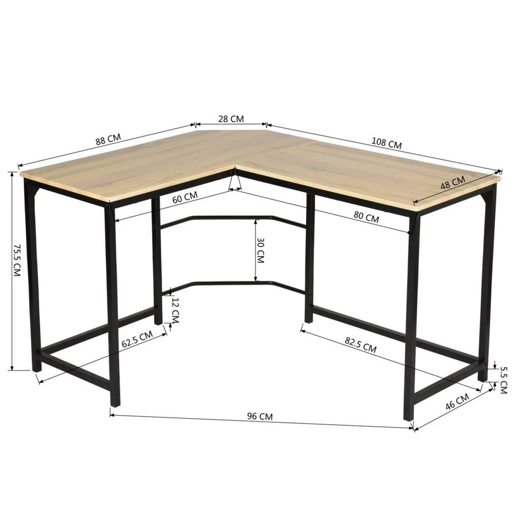 34.6" X 42.5" L Shaped Computer Desk PC Laptop Table Wood Workstation 商品
