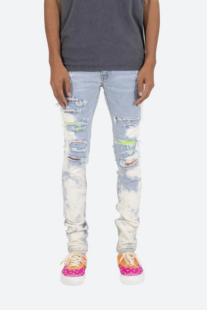 商品MNML|X409 Rhinestone Skinny Denim - Blue,价格¥256,第1张图片