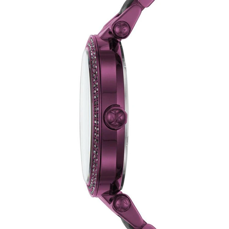 商品Michael Kors|Women's Parker Plum Stainless Steel & Black Acetate Bracelet Watch 39mm, Created for Macy's,价格¥1654,第2张图片详细描述