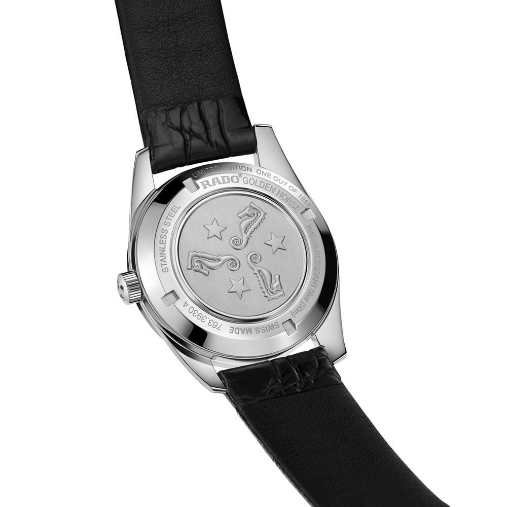 商品Rado|Men's Swiss Automatic Golden Horse 1957 Black Leather Strap Watch 37mm,价格¥12626,第5张图片详细描述