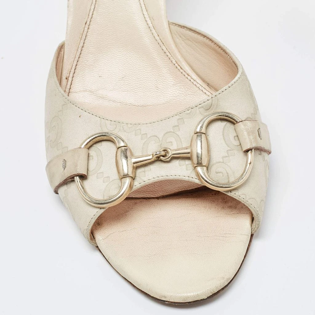 Gucci Cream Leather Hollywood Horsebit Slides Size 38.5 商品