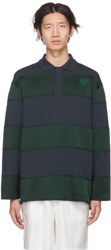 SSENSE Exclusive Navy & Green Ami De Cœur Polo商品第1张图片规格展示