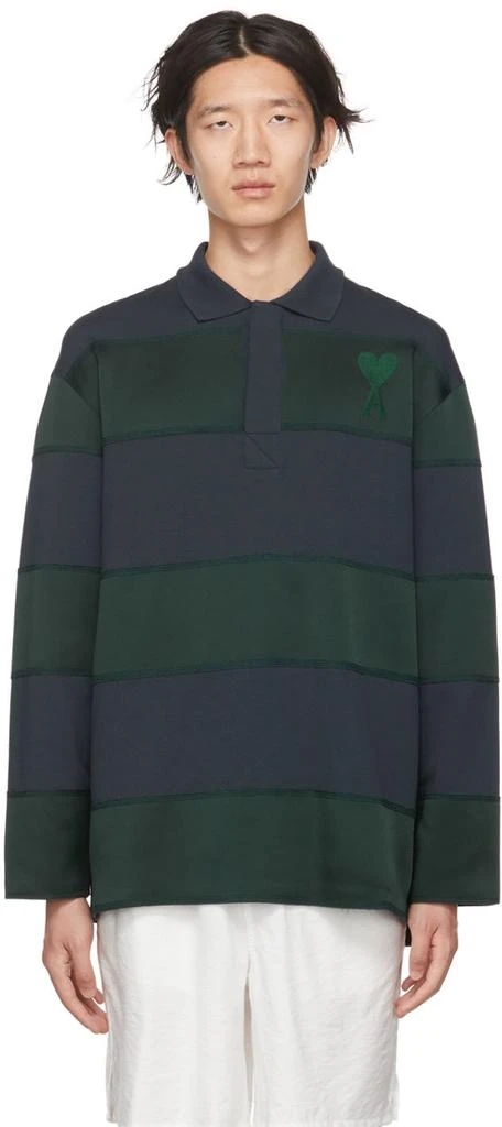 商品AMI|SSENSE Exclusive Navy & Green Ami De Cœur Polo,价格¥2084,第1张图片