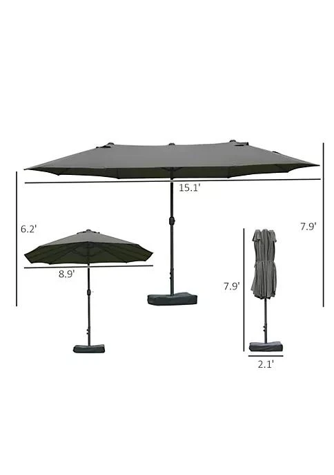 商品belk|15 Steel Rectangular Outdoor Double Sided Market Patio Umbrella With Uv Sun Protection And Easy Crank Dark Gray,价格¥1552,第4张图片详细描述