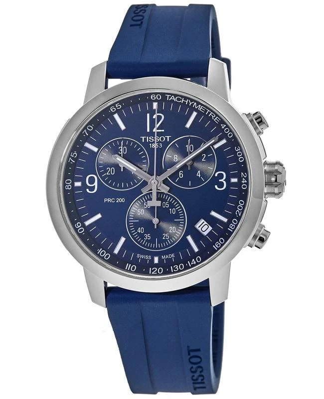 商品Tissot|Tissot PRC200 Blue Chronograph Dial Rubber Strap Men's Watch T114.417.17.047.00,价格¥2893,第1张图片