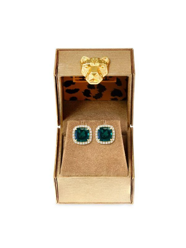 商品Effy|Radiant Value 14K Yellow Gold, Emerald & Lab Grown Diamond Stud Earrings,价格¥8609,第1张图片