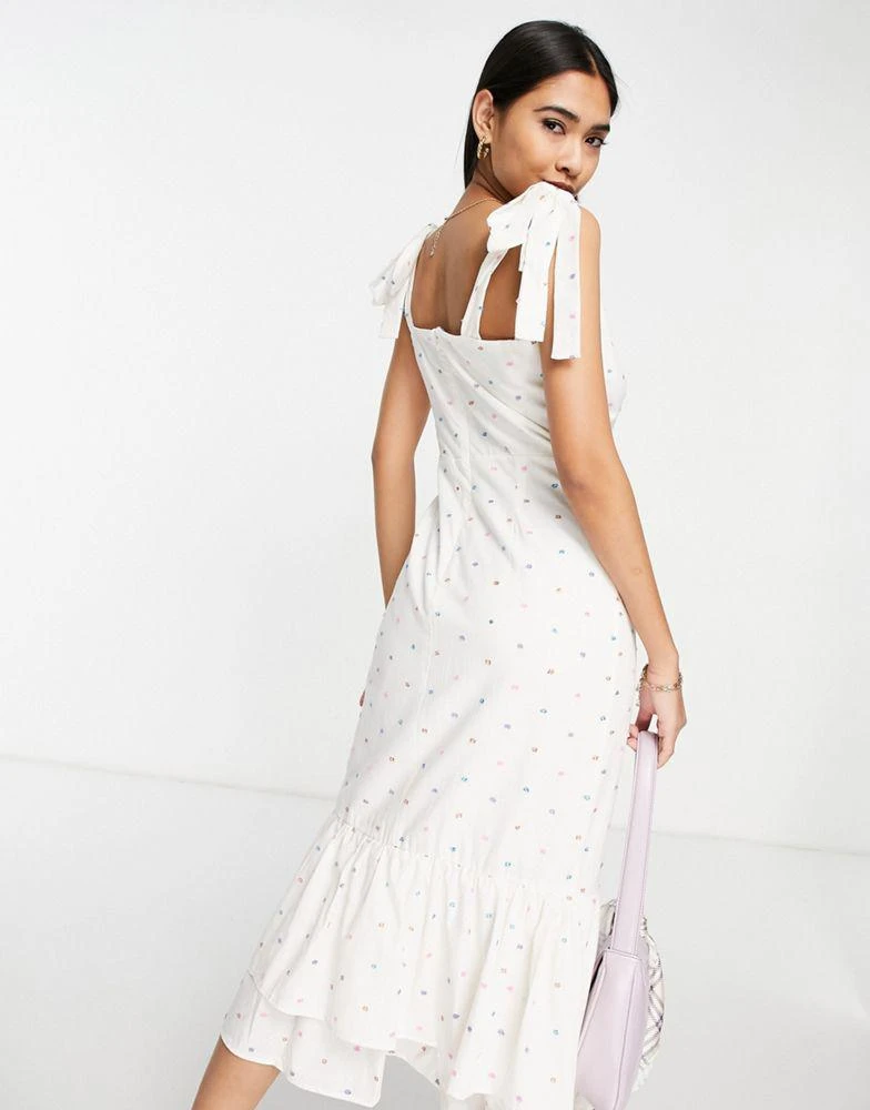 商品Never Fully Dressed|Never Fully Dressed Mia rainbow stitch shirred midi dress in white,价格¥342,第2张图片详细描述
