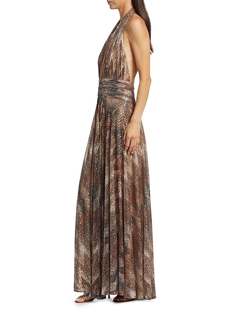ramy brook reyna sequin halter maxi dress Ramy Brook Reyna Sequin Gown by Ramy Brook
