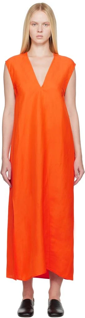 商品Studio Nicholson|Orange Lise Linen Midi Dress,价格¥4211,第1张图片