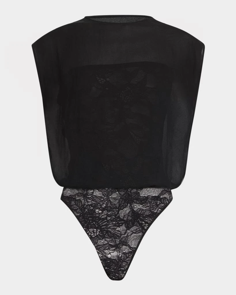 商品Alaia|Boxy Chiffon Lace Bodysuit,价格¥12377,第1张图片