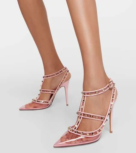 商品Valentino|Rockstud皮革与PVC材质高跟鞋,价格¥9045,第4张图片详细描述