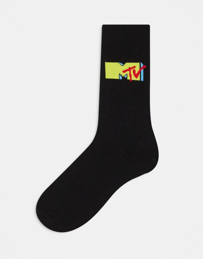 商品ASOS|ASOS DESIGN MTV socks in black,价格¥44,第1张图片
