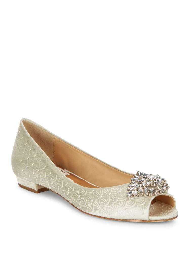 商品Badgley Mischka|Taft Open-Toe Leather Flats,价格¥434,第5张图片详细描述