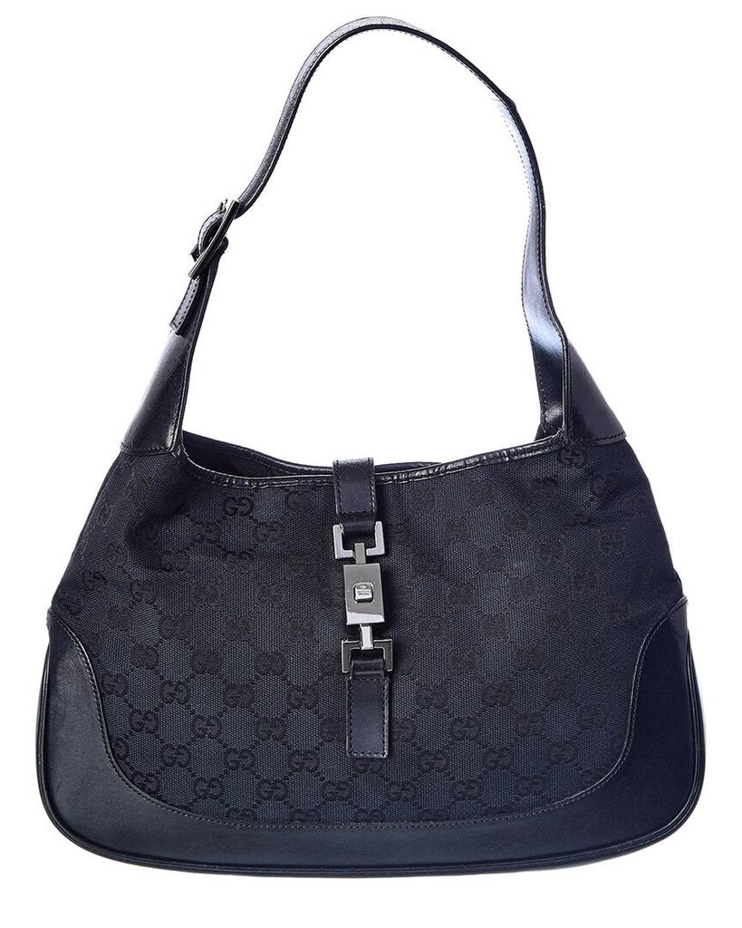 Gucci Black GG Canvas Jackie Hobo Bag (Authentic Pre-Owned)商品第1张图片规格展示